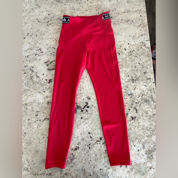 Zyia Active Red High-Rise Leggings Logo Waistband Size Small - Picture 1 of 3